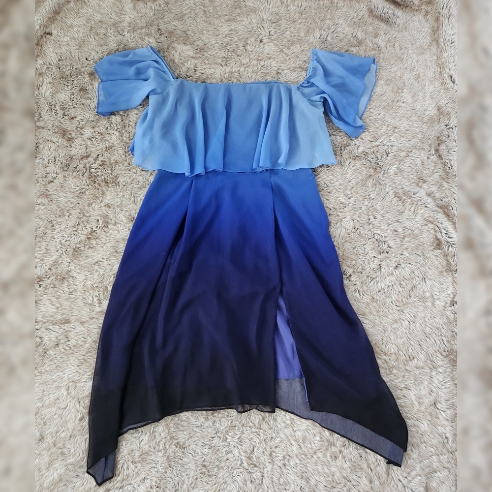 RACHEL Rachel Roy‎ Off The Shoulder Ombre Midi Dress Blue Women's Size 14